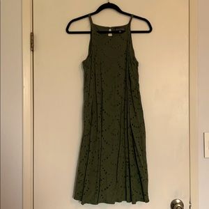Olive Green High-Neck Boho Dress